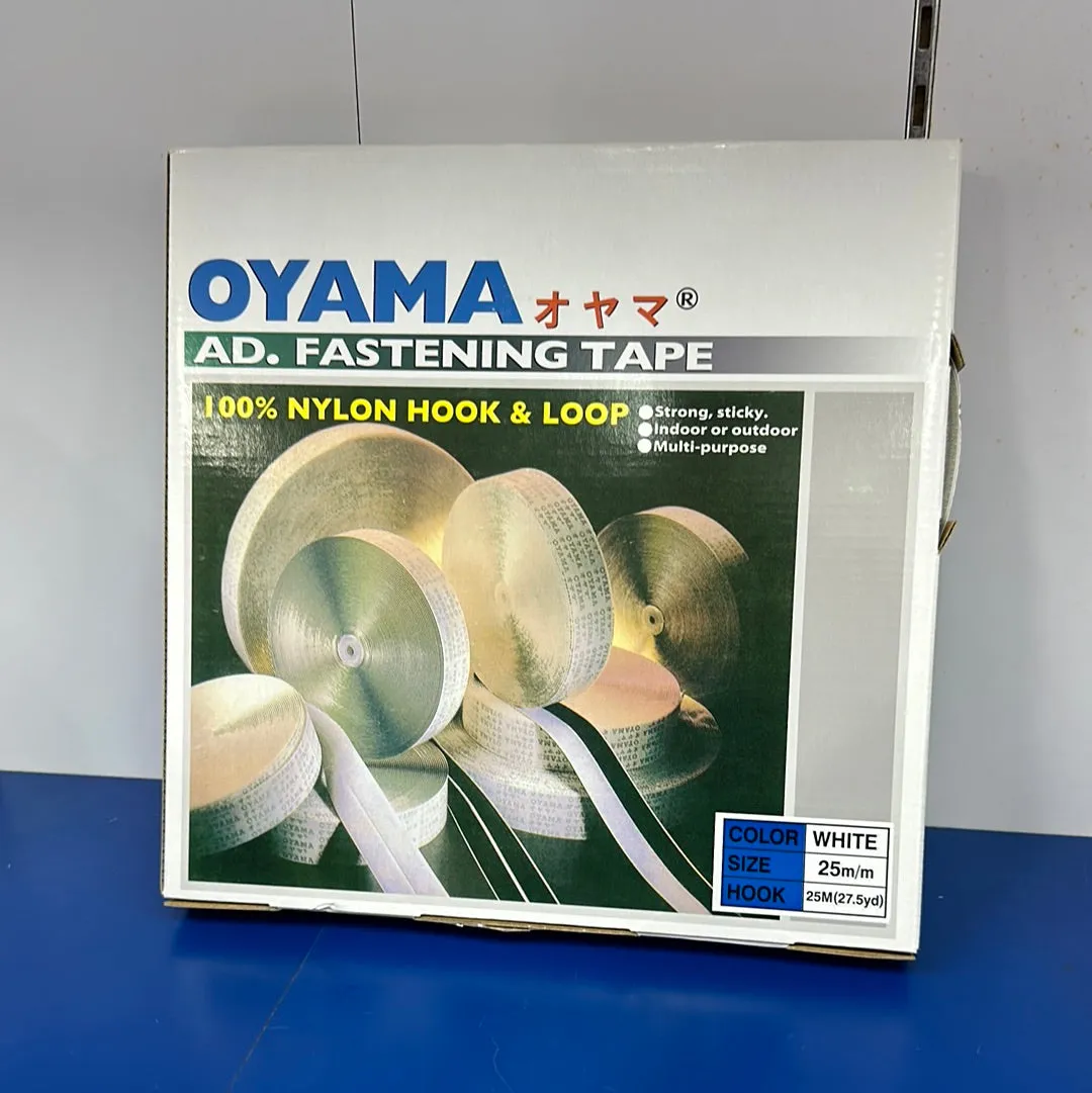 Oyama Velcro with Adhesive Tape 25mm BLACK or WHITE