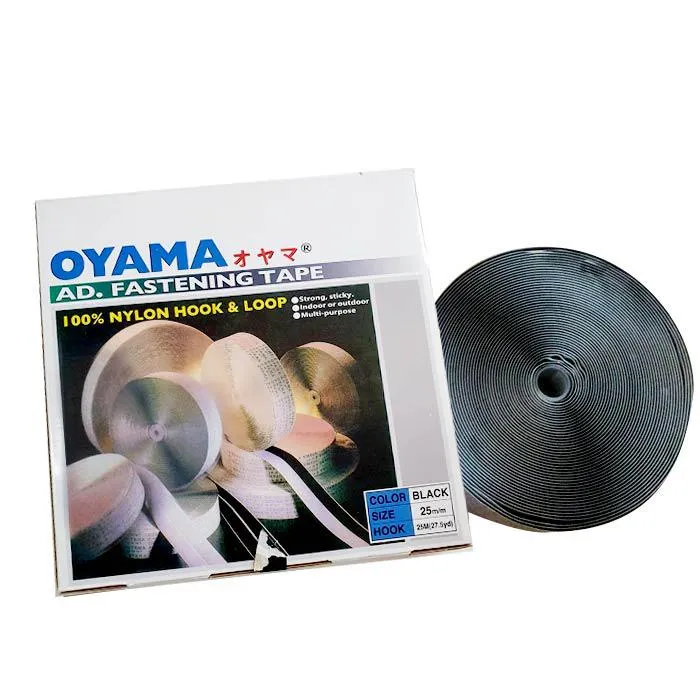 Oyama Velcro with Adhesive Tape 25mm BLACK or WHITE