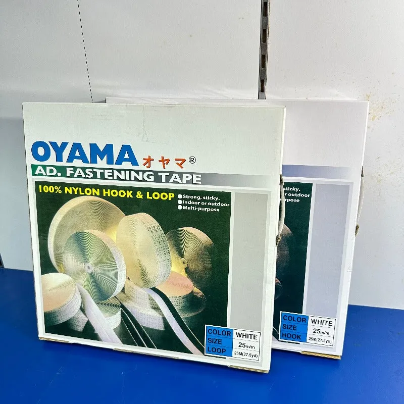 Oyama Velcro with Adhesive Tape 25mm BLACK or WHITE