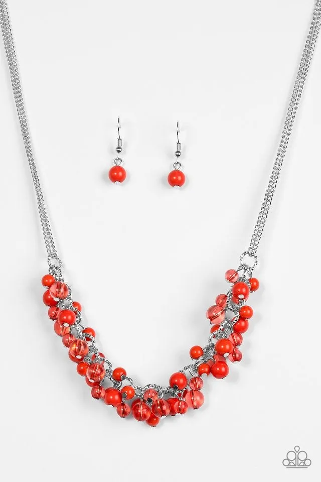 Paparazzi Accessories - Boulevard Beauty #N324 Peg - Red Necklace