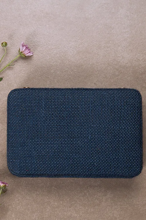 Pink Buttercups Navy
 Box Clutch