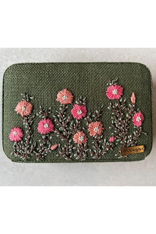 Pink Buttercups Olive
 Box Clutch