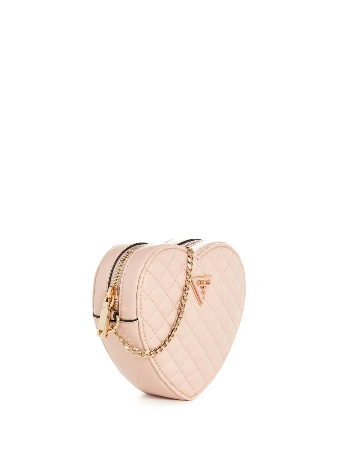 Pink Quilted Heart Crossbody Bag