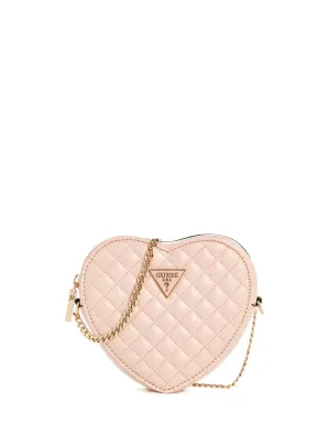 Pink Quilted Heart Crossbody Bag