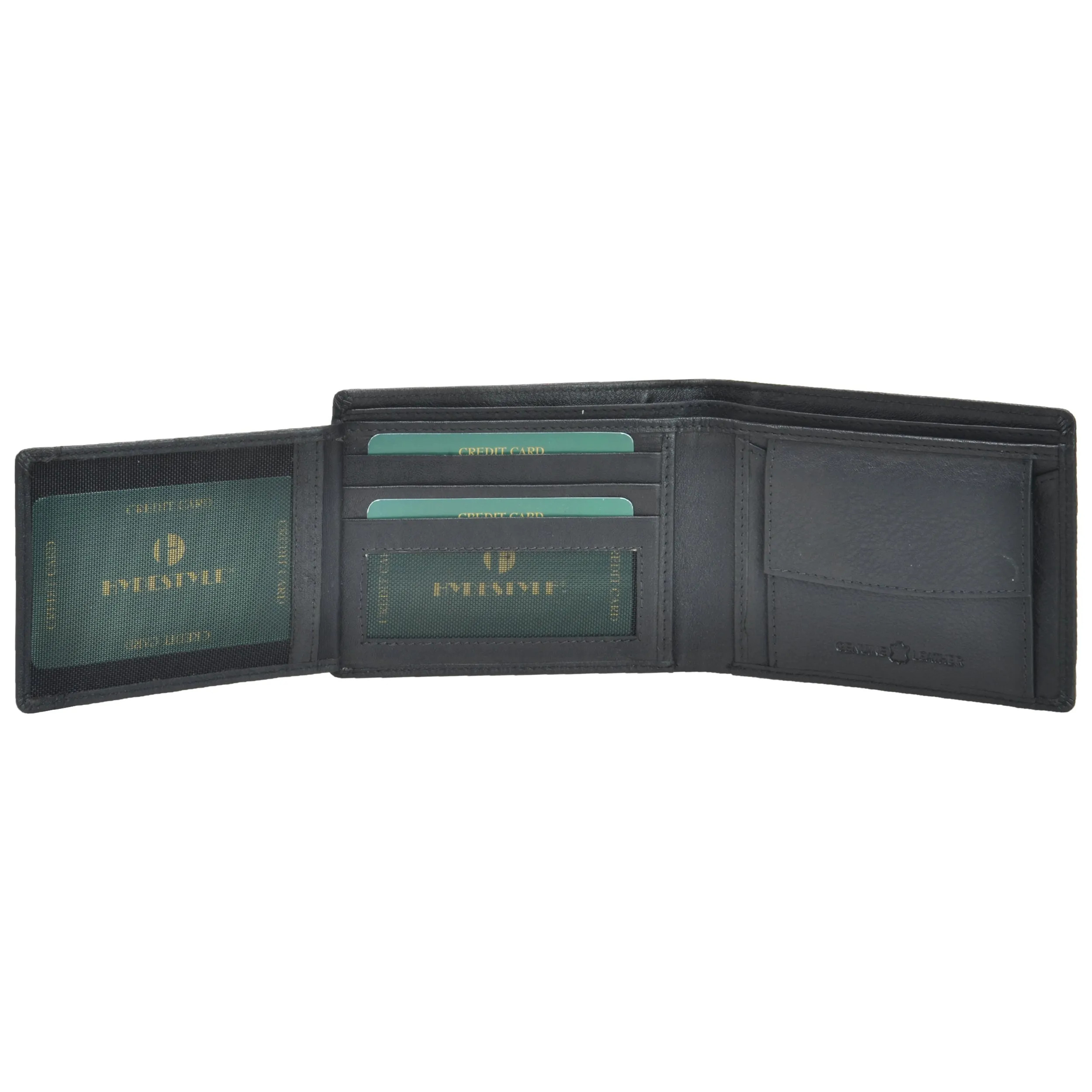 Pratico Classic Men's Leather Bilfold Wallet #GW63 Black