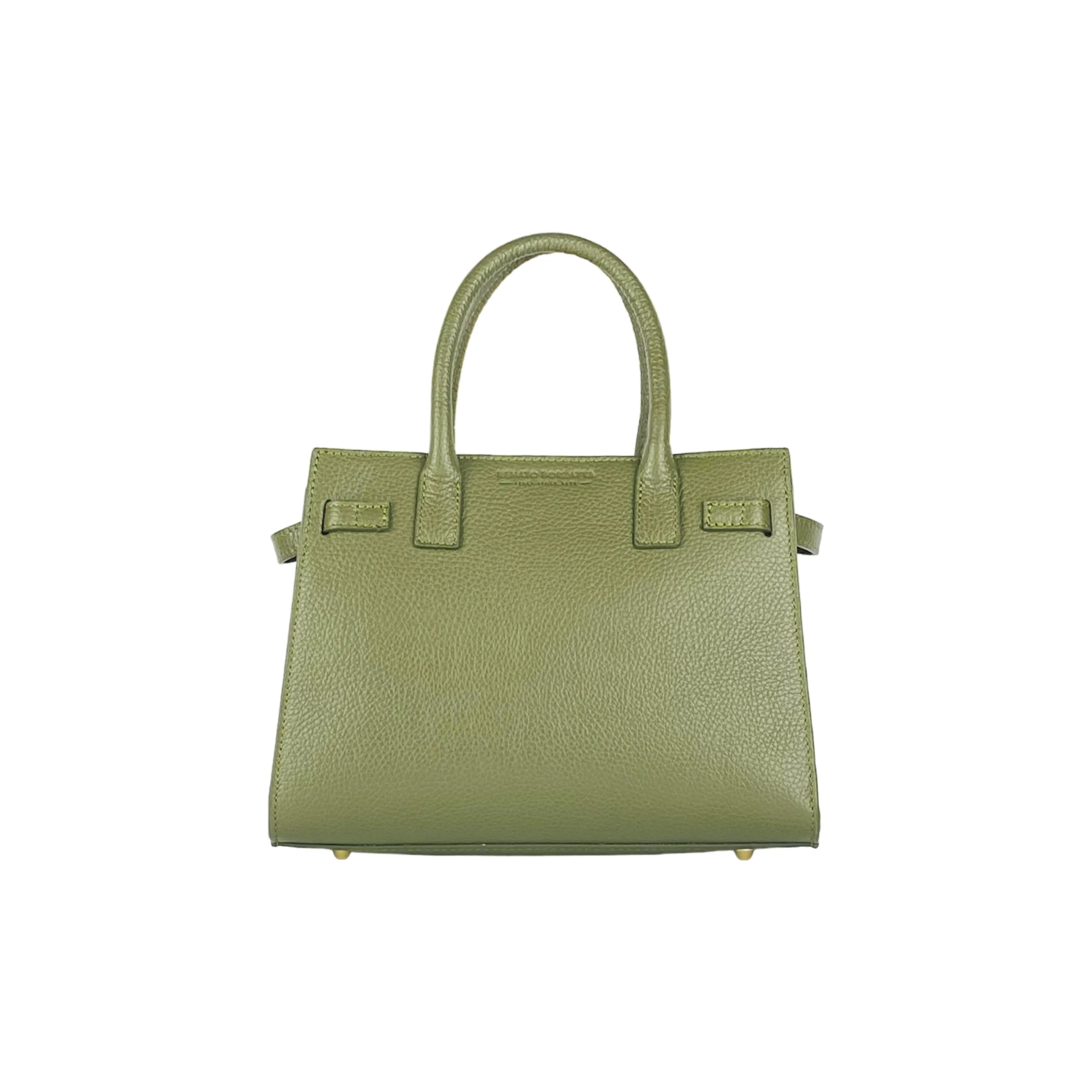 RB1016AG | Women's handbag  with removable shoulder strap. Shiny Gold metal snap hooks - Olive Green color