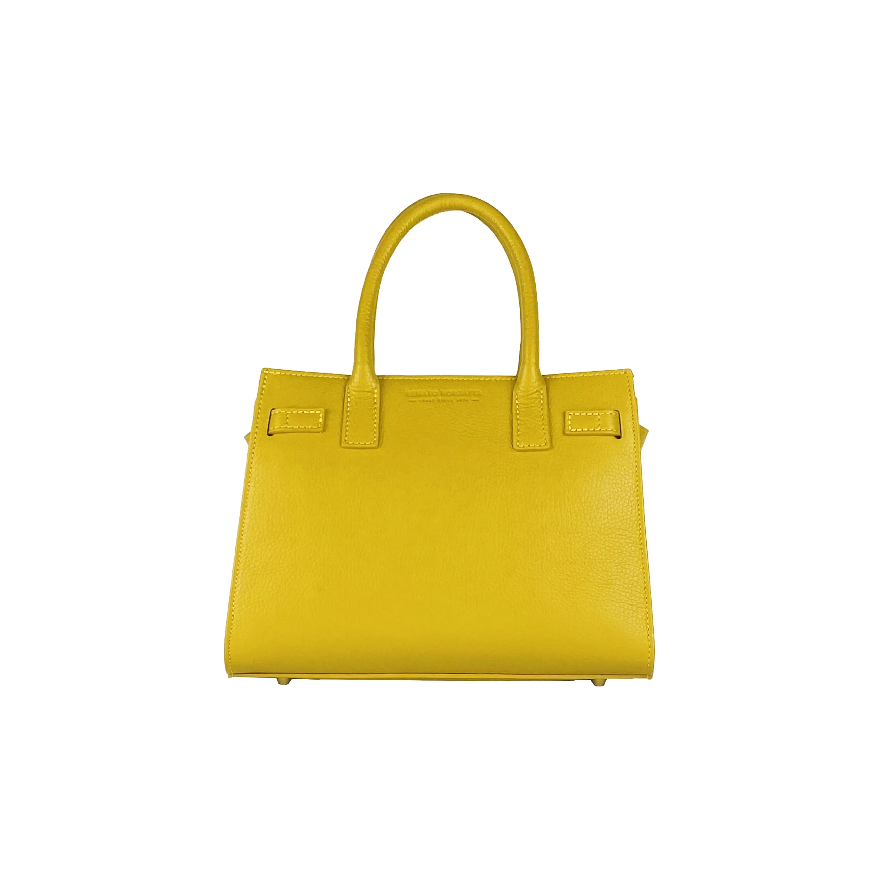 RB1016AR | Women's handbag removable shoulder strap. Attachments with shiny gold metal snap hooks - Mustard color