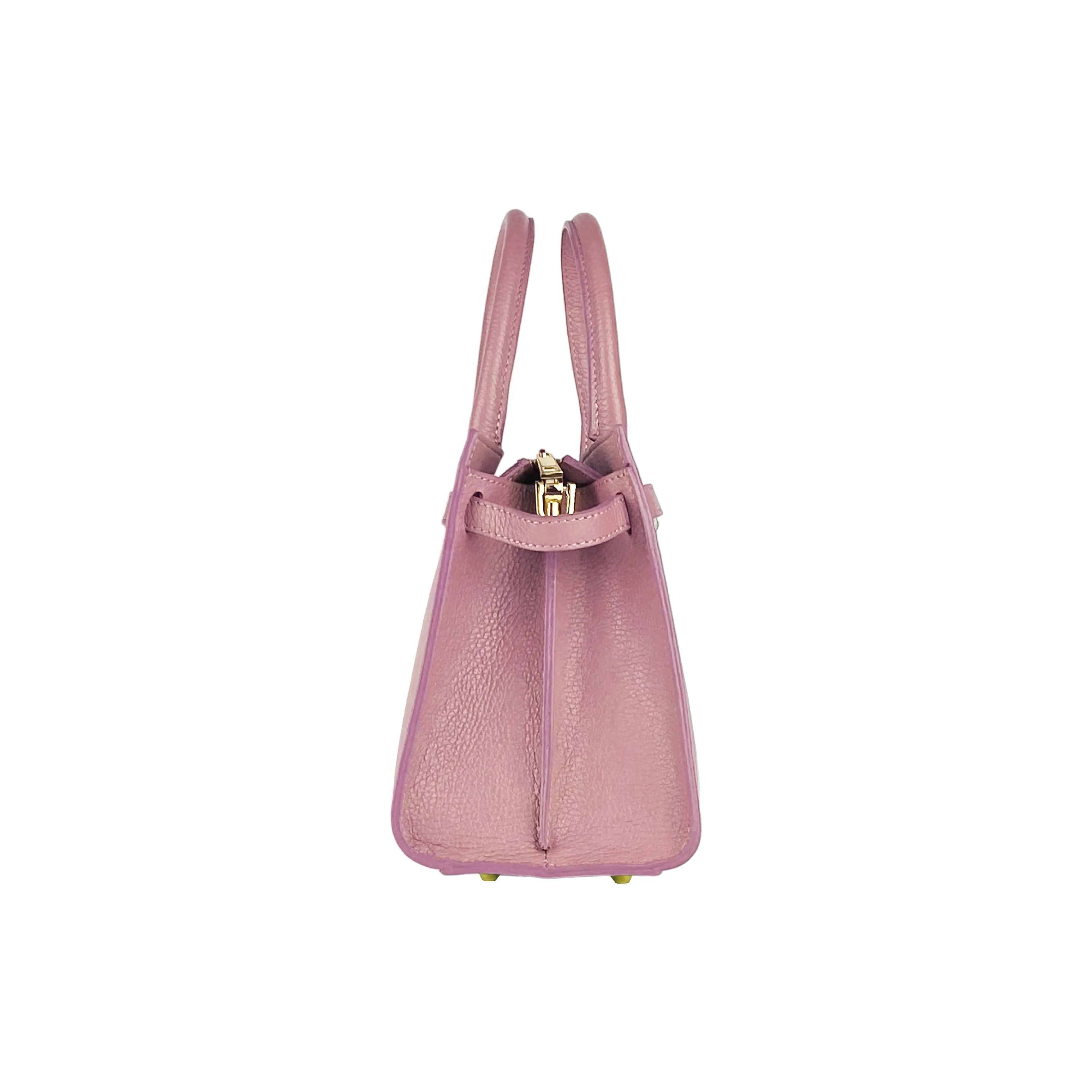 RB1016AZ | Women's handbag with removable shoulder strap. Shiny Gold metal snap hooks - Antique Pink color