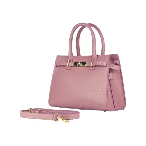 RB1016AZ | Women's handbag with removable shoulder strap. Shiny Gold metal snap hooks - Antique Pink color