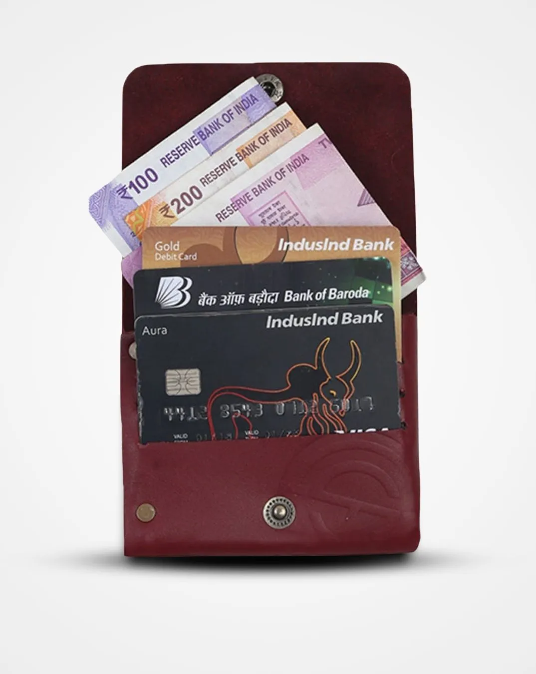 RED WINE NATIVE BATUA - SLIM LEATHER WALLET