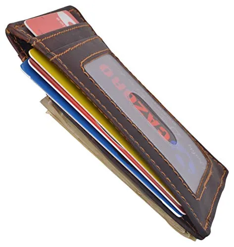 RFID Blocking Money Clip Front Pocket Vintage Leather Strong Magnetic Slim Thin Wallet