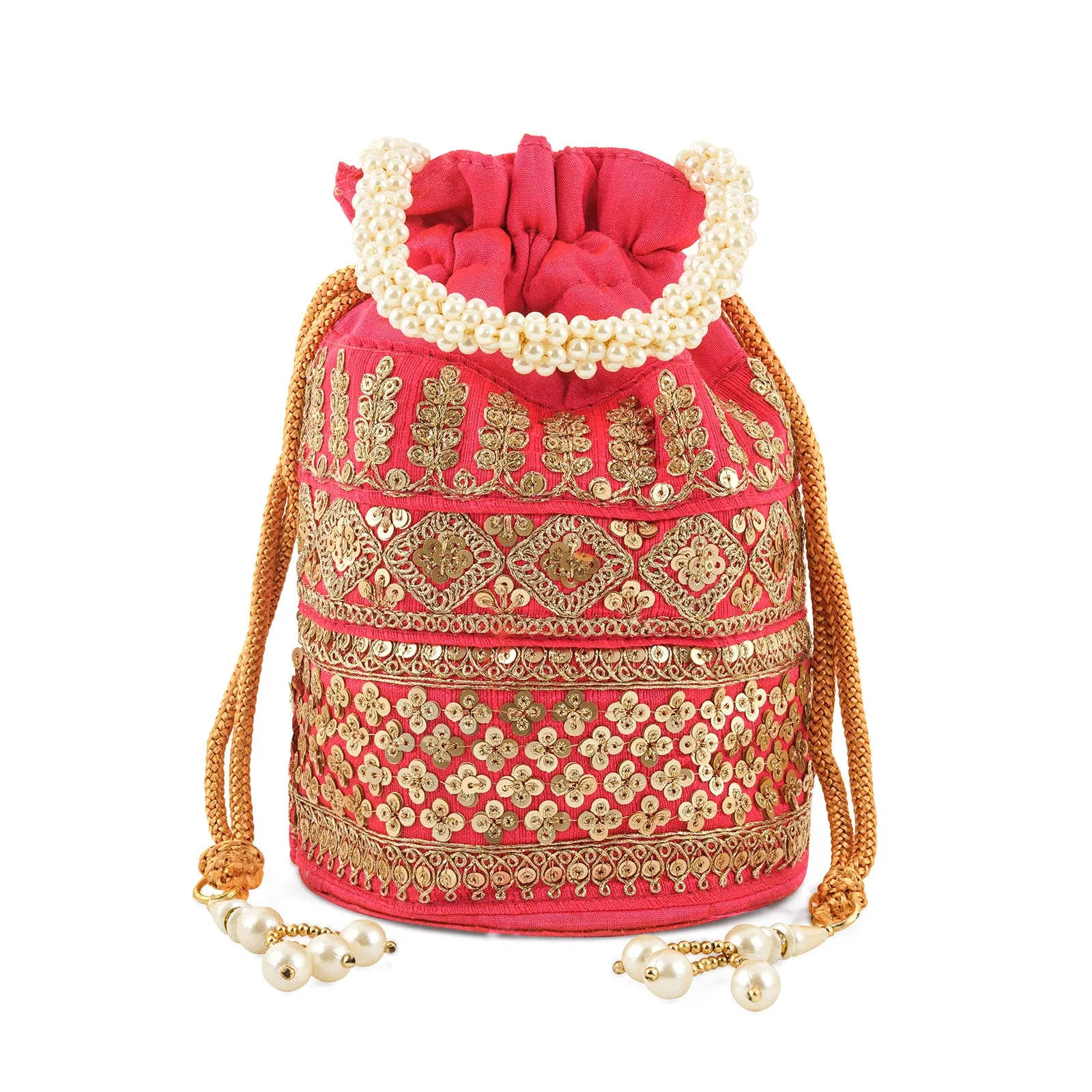 Royal Affair Pink Embroidered Potli Bag