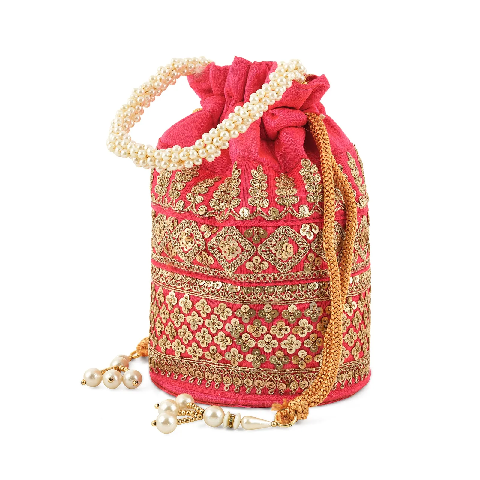 Royal Affair Pink Embroidered Potli Bag