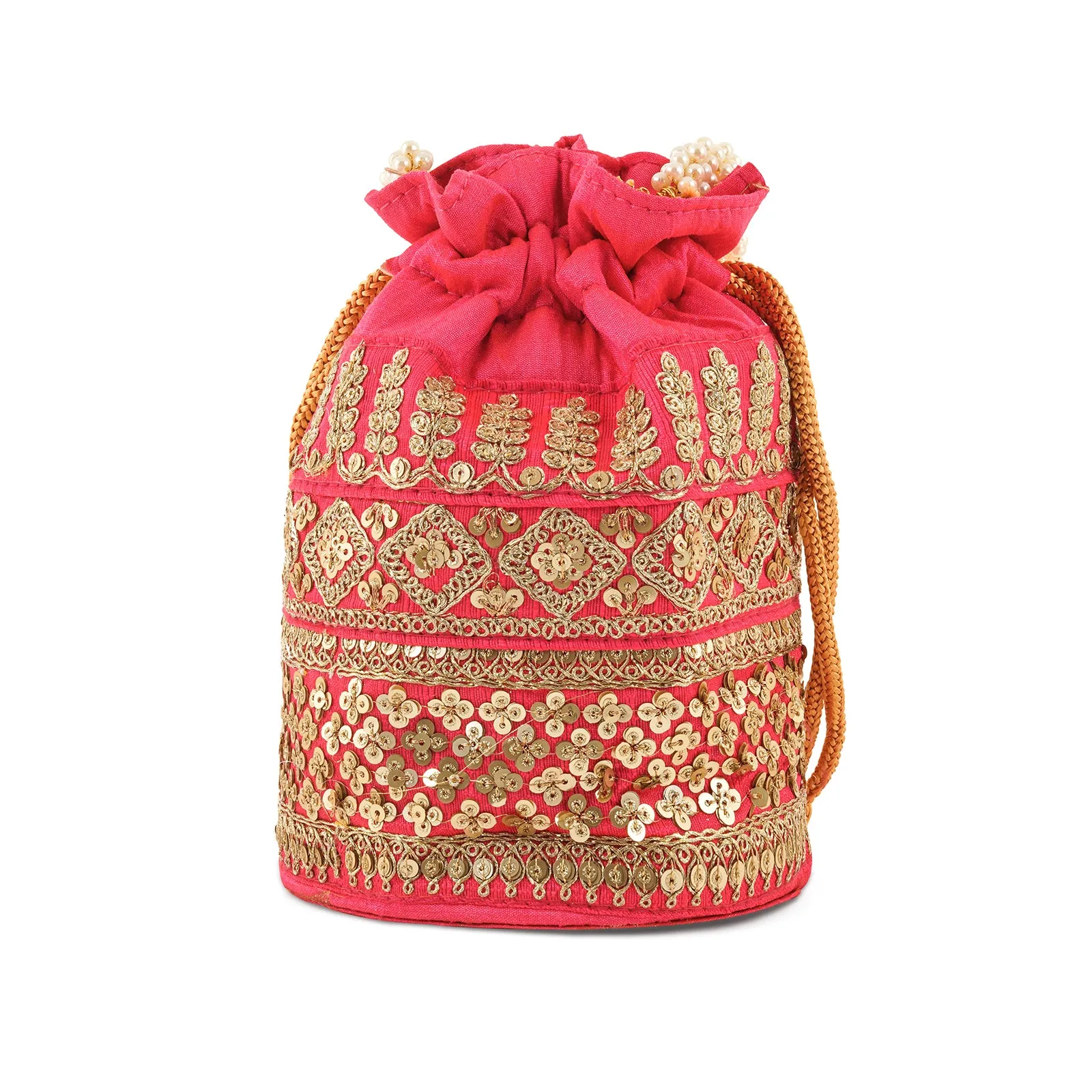 Royal Affair Pink Embroidered Potli Bag