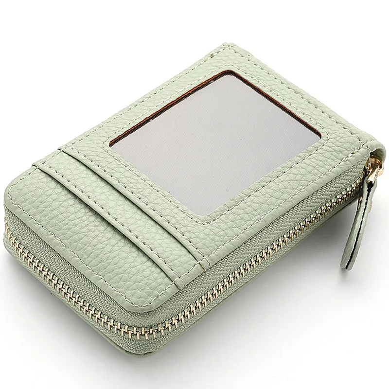 Short Accordion Card Holder, Stylish and Simple Lady's ID Holder, Small and Exquisite Zipper Coin Purse