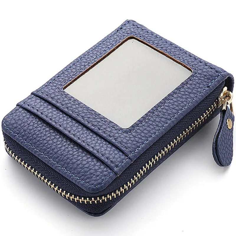 Short Accordion Card Holder, Stylish and Simple Lady's ID Holder, Small and Exquisite Zipper Coin Purse