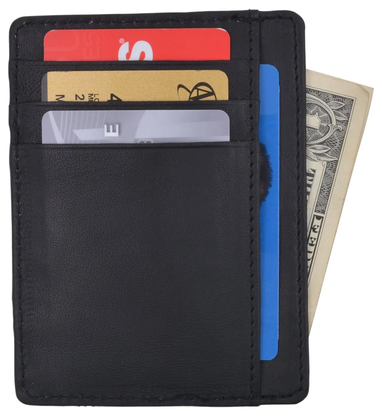 Slim Minimalist Wallets For Men Women - Leather Front Pocket Thin Mens Wallet RFID Credit Card Holder Gifts For Men