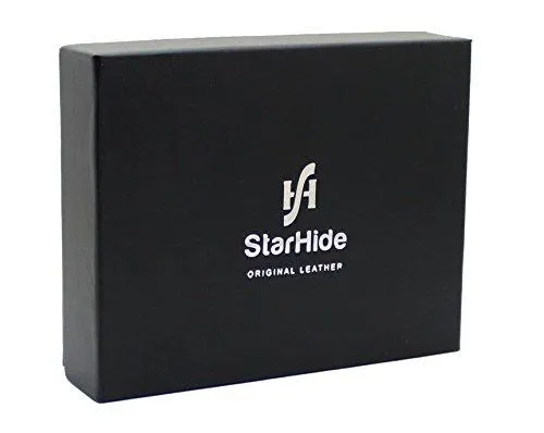 STARHIDE Mens RFID Blocking Genuine Goat Leather Wallet 620 (Black Red)