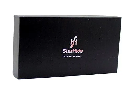 StarHide Women RFID Blocking Leather Flap Over Long Clutch Wallet Red Black 5560