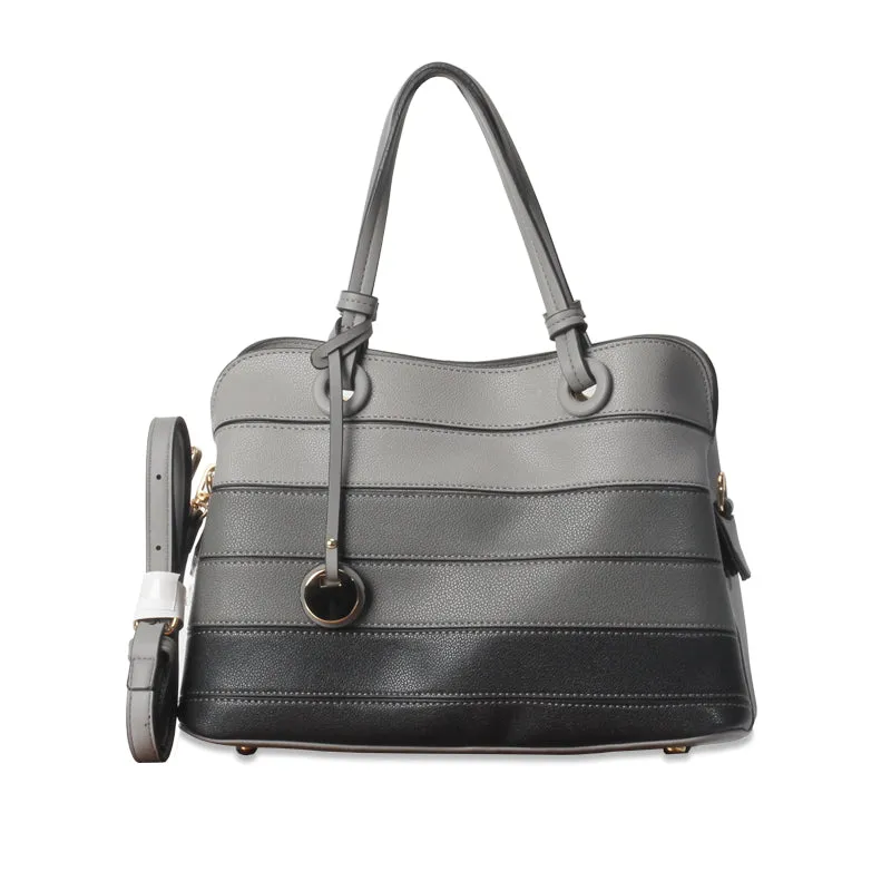 Stripped Synthetic tote bag - Black Multi