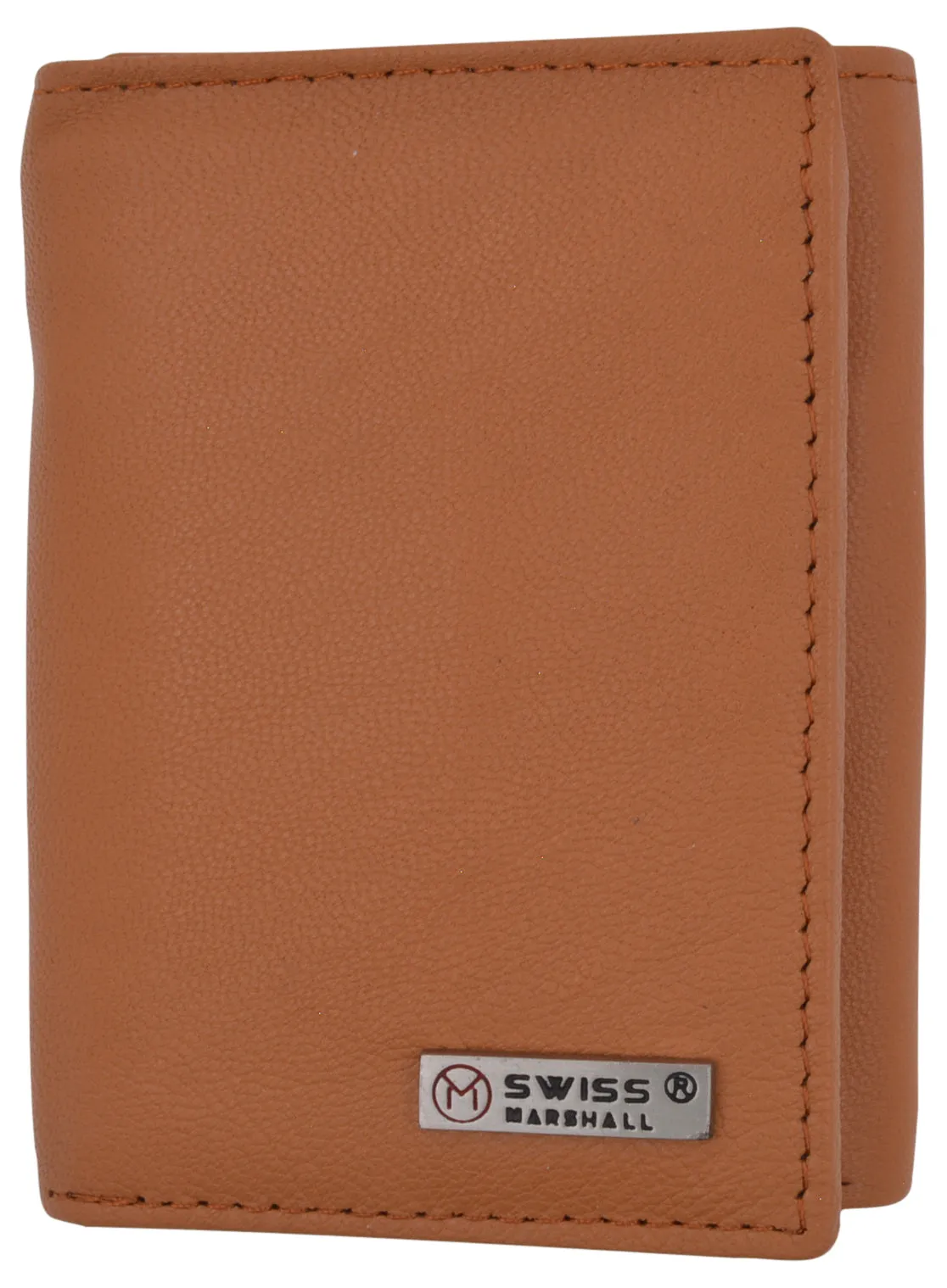 Swiss Marshall Executive Mens RFID Protected Trifold Genuine Leather Wallet ID Window