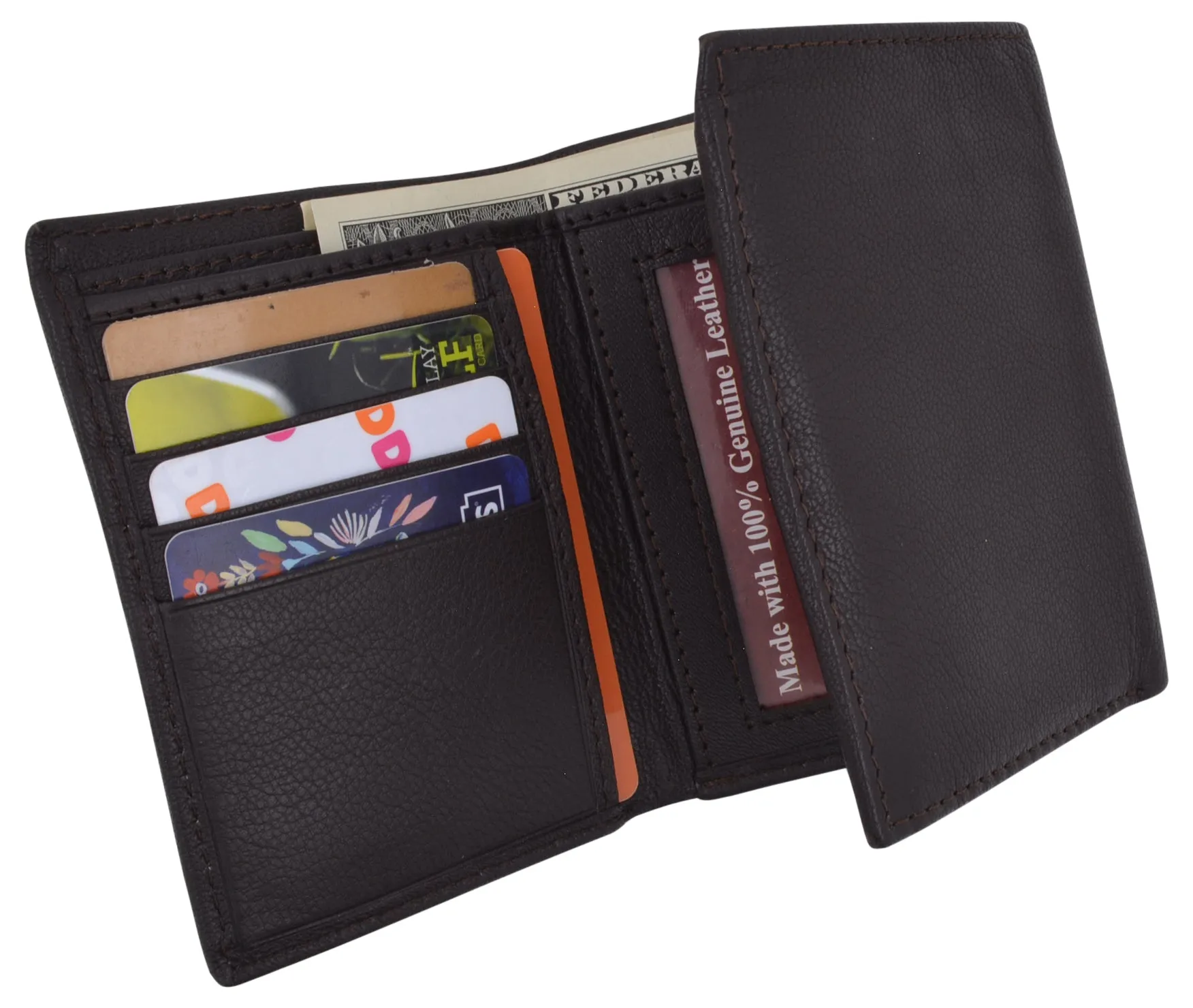 Swiss Marshall Executive Mens RFID Protected Trifold Genuine Leather Wallet ID Window