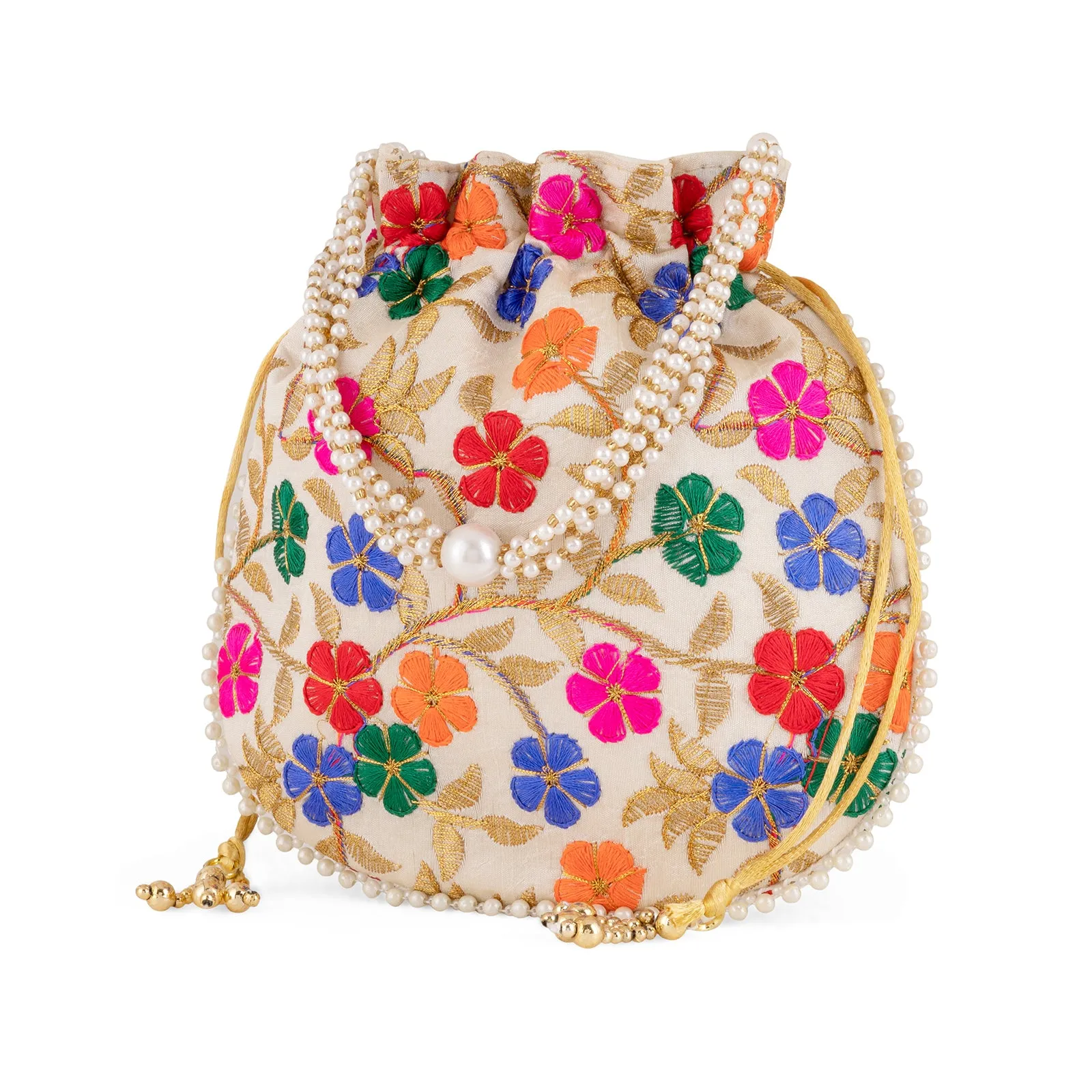 Teejh Fulwaari Multicoloured Embroidered Potli Bag