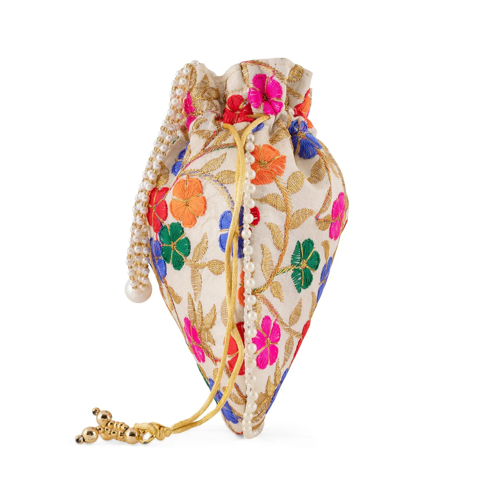 Teejh Fulwaari Multicoloured Embroidered Potli Bag