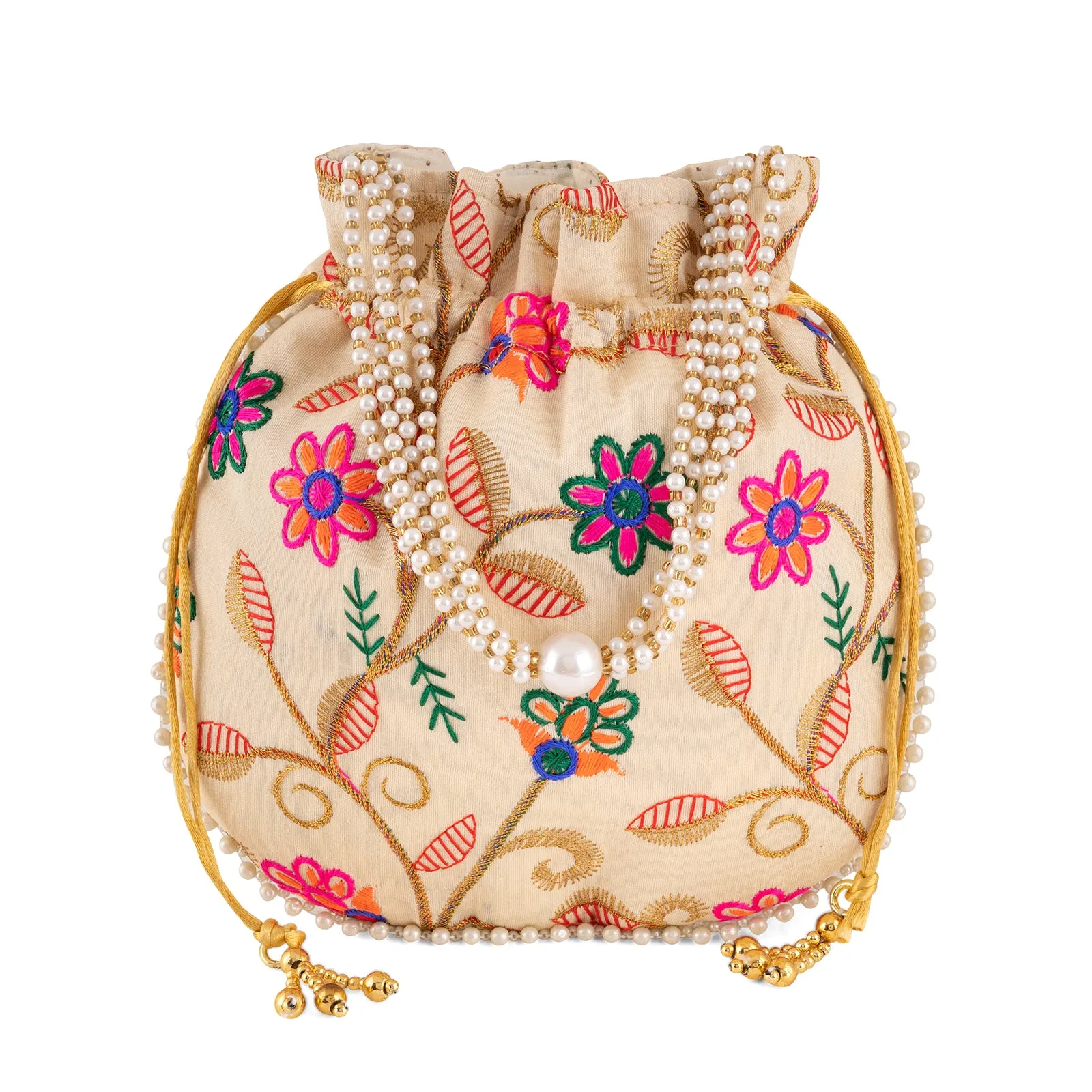 Teejh Gardenia Multicoloured Embroidered Potli Bag