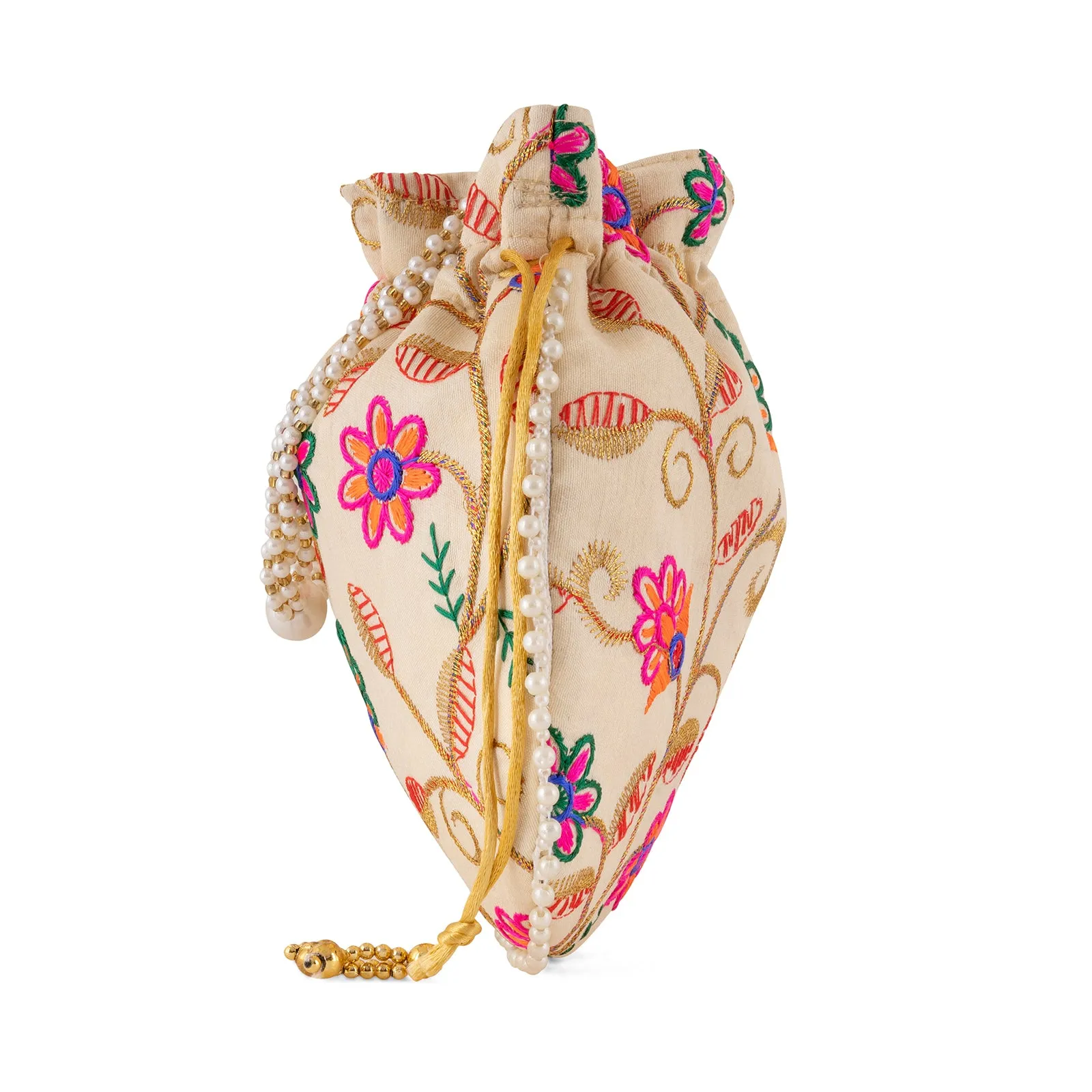 Teejh Gardenia Multicoloured Embroidered Potli Bag