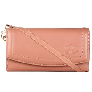 THE CLOWNFISH Trixie Ladies wallet Purse Sling bag with Shoulder Belt (Peach)