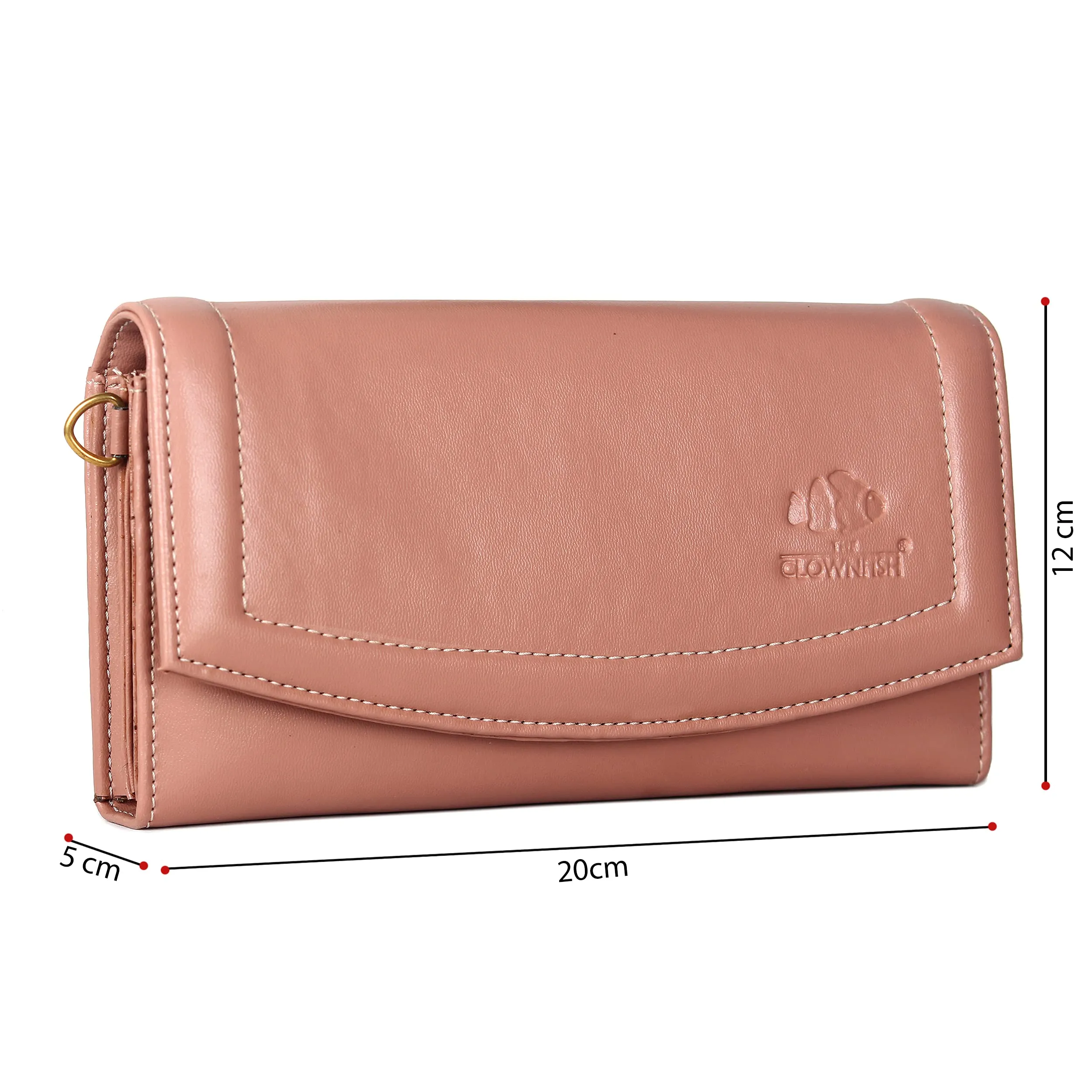 THE CLOWNFISH Trixie Ladies wallet Purse Sling bag with Shoulder Belt (Peach)