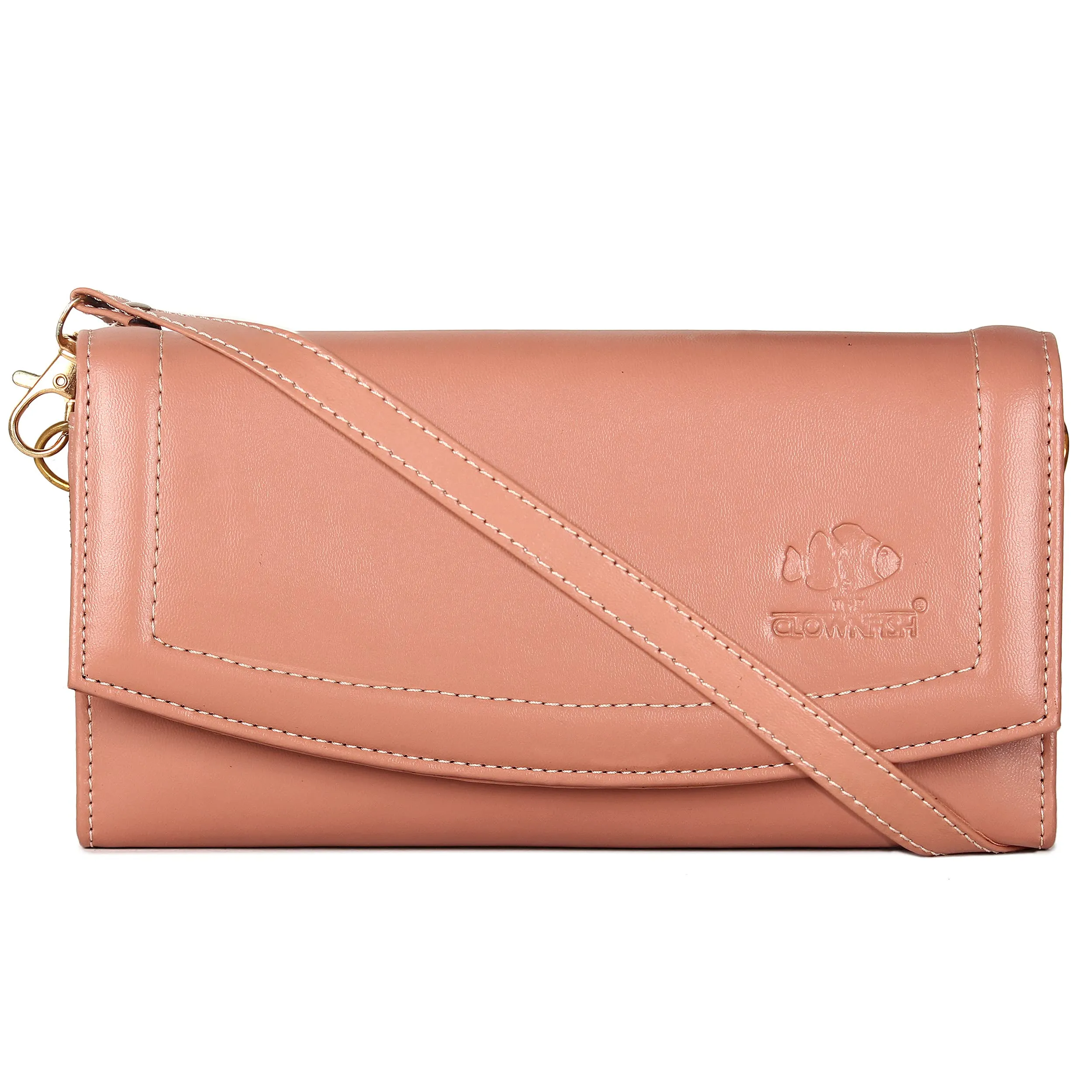 THE CLOWNFISH Trixie Ladies wallet Purse Sling bag with Shoulder Belt (Peach)