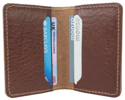 The Quad Brown Full Grain Leather Slim 4 Card Wallet "Minimalist Series"