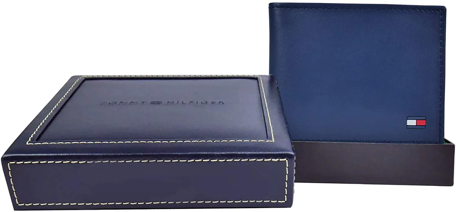 Tommy Hilfiger Men's Leather Slim Bifold Wallet with 6 Credit Card Pockets and Removable ID Window 31TL22X046