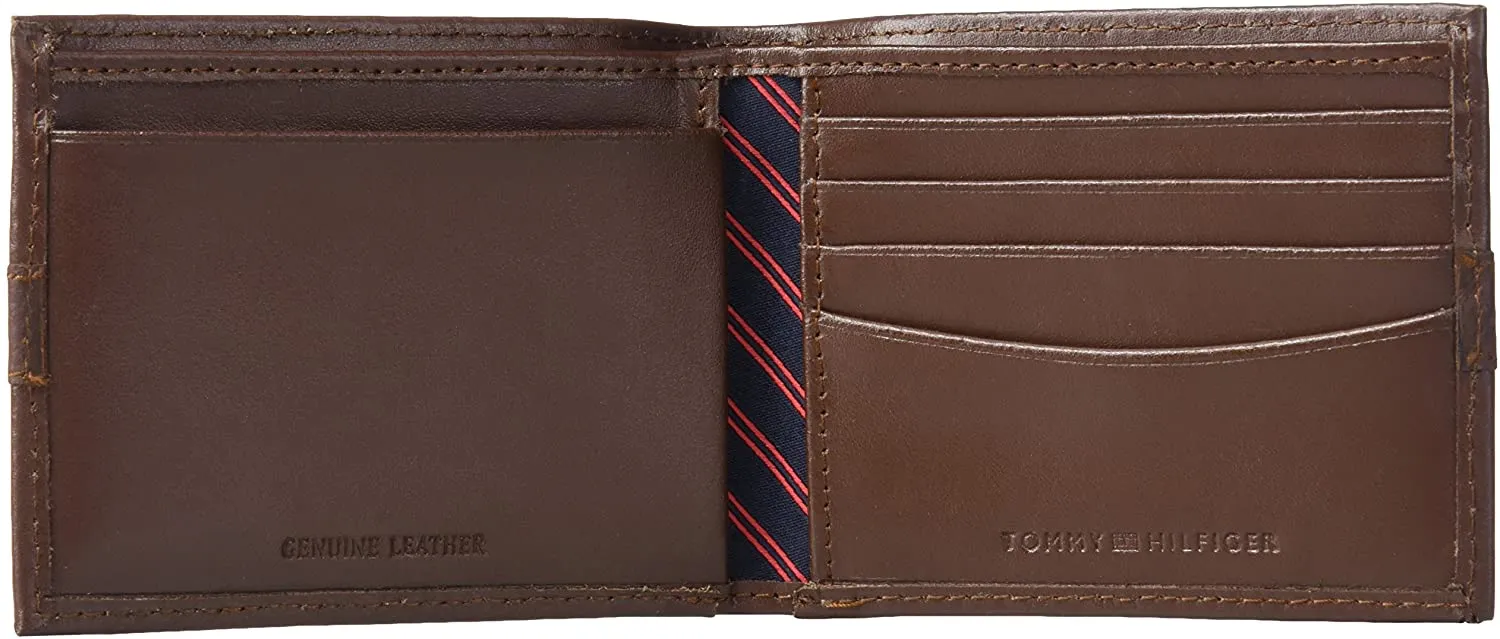 Tommy Hilfiger Men's Leather Slim Bifold Wallet with 6 Credit Card Pockets and Removable ID Window 31TL22X062