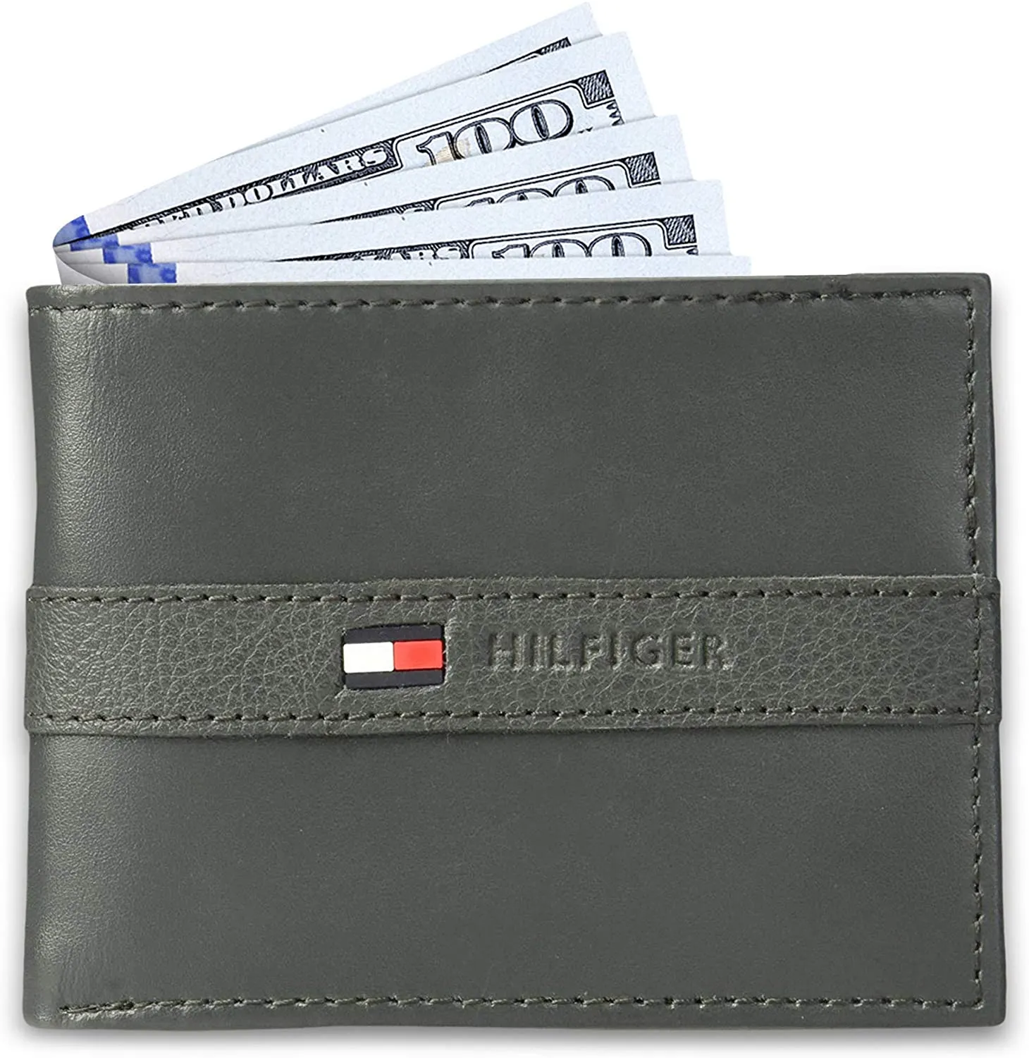 Tommy Hilfiger Men's Leather Slim Bifold Wallet with 6 Credit Card Pockets and Removable ID Window 31TL22X062