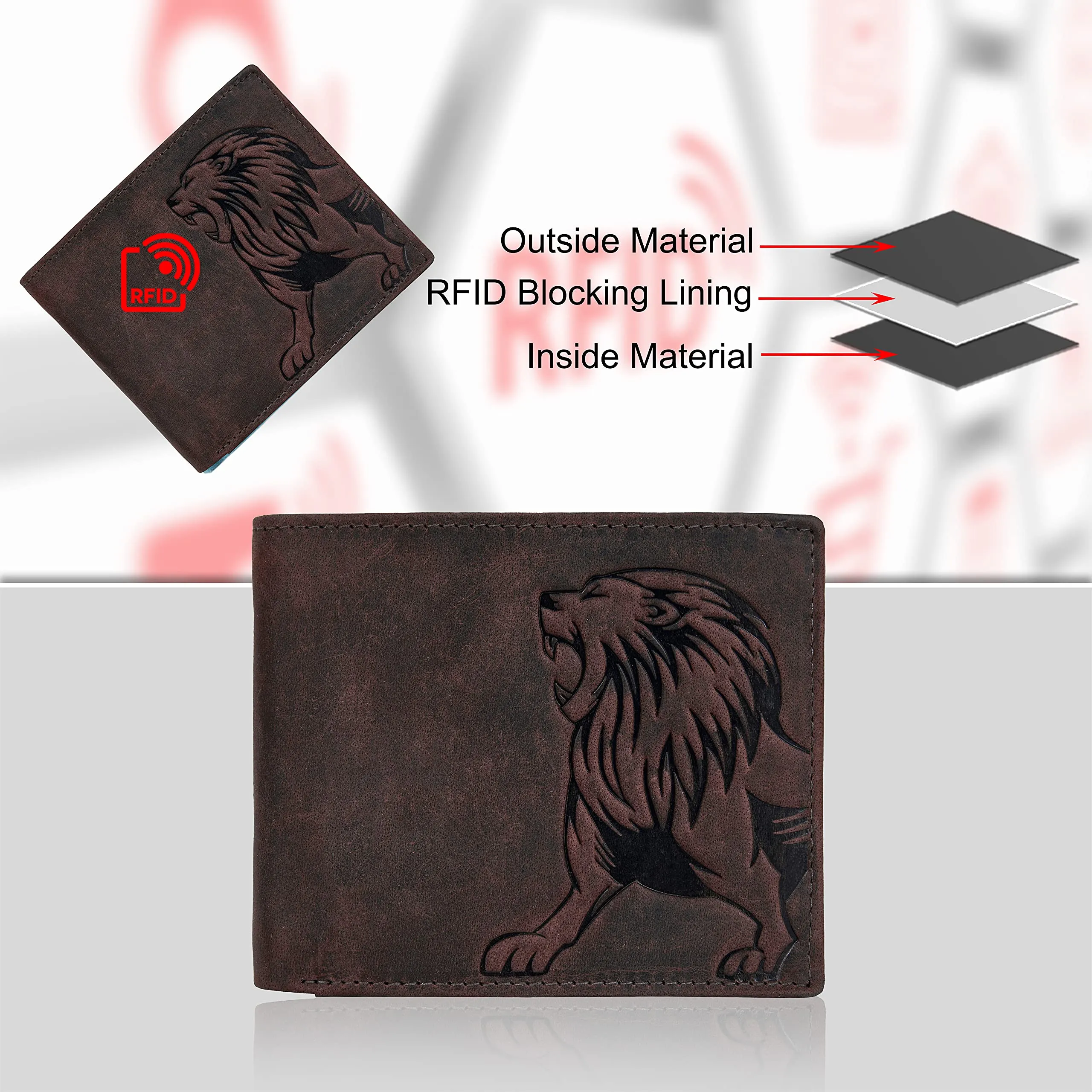 URBAN FOREST Leo RFID Blocking Vintage Brown Leather Wallet for Men