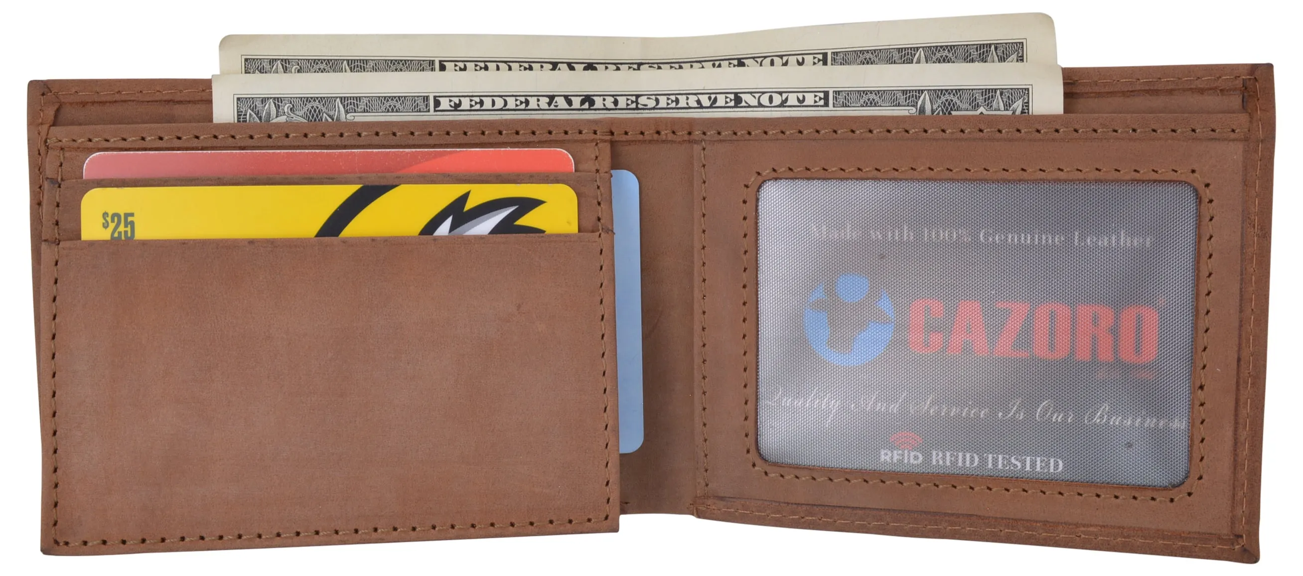 USA Wallets for Men RFID BLOCKING Leather Stylish Bifold Mens Wallet with 2 ID Windows