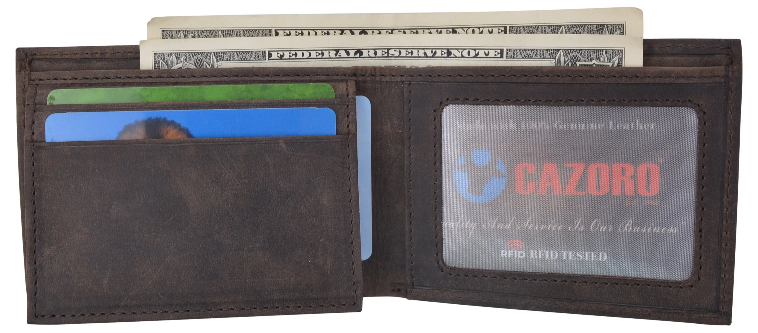 USA Wallets for Men RFID BLOCKING Leather Stylish Bifold Mens Wallet with 2 ID Windows