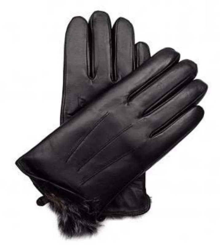 Valentini Men's Genuine Leather Gloves With Rabbit Fur