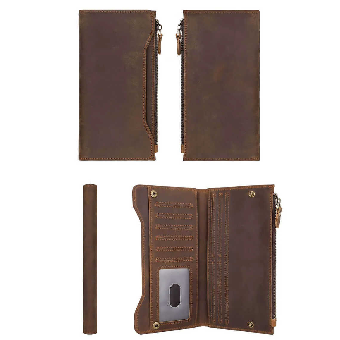 Vintage Crazy Horse Leather Wallet NZ | RFID Secure Design