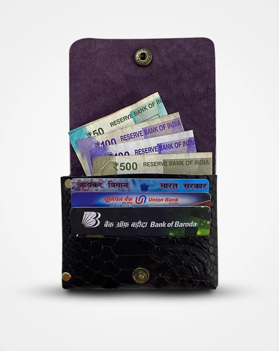 VIOLET SNAKE PRINT NATIVE BATUA - SLIM LEATHER WALLET