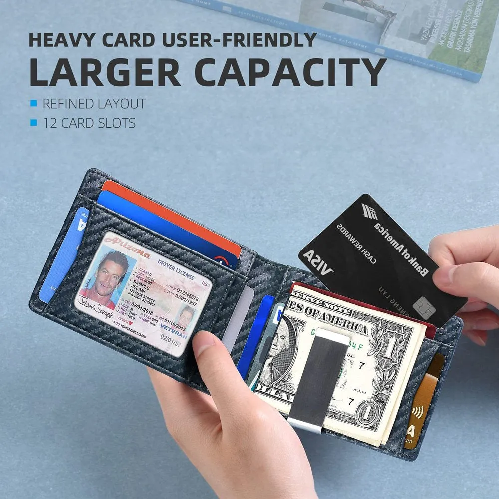 Wallet for Men Slim, Genuine Leather Mens Wallet RFID Blocking Credit Card Holder