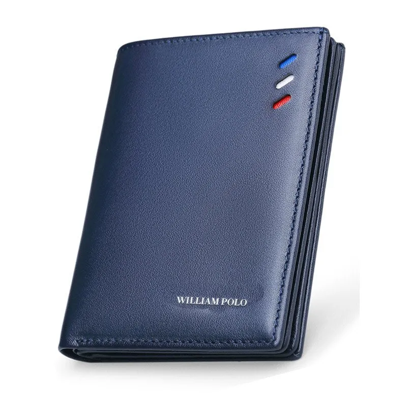 WilliamPOLO 100% Genuine Leather Men Wallets Men Wallet   Male Purse Short Wallet Money Clip Purses Leather Purse Wallets