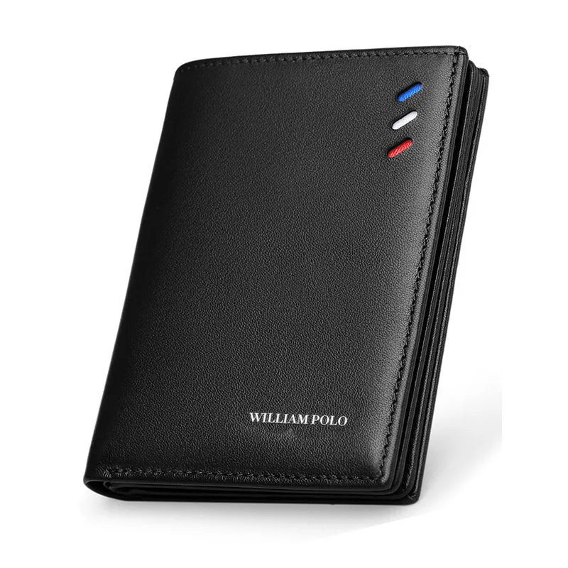 WilliamPOLO 100% Genuine Leather Men Wallets Men Wallet   Male Purse Short Wallet Money Clip Purses Leather Purse Wallets