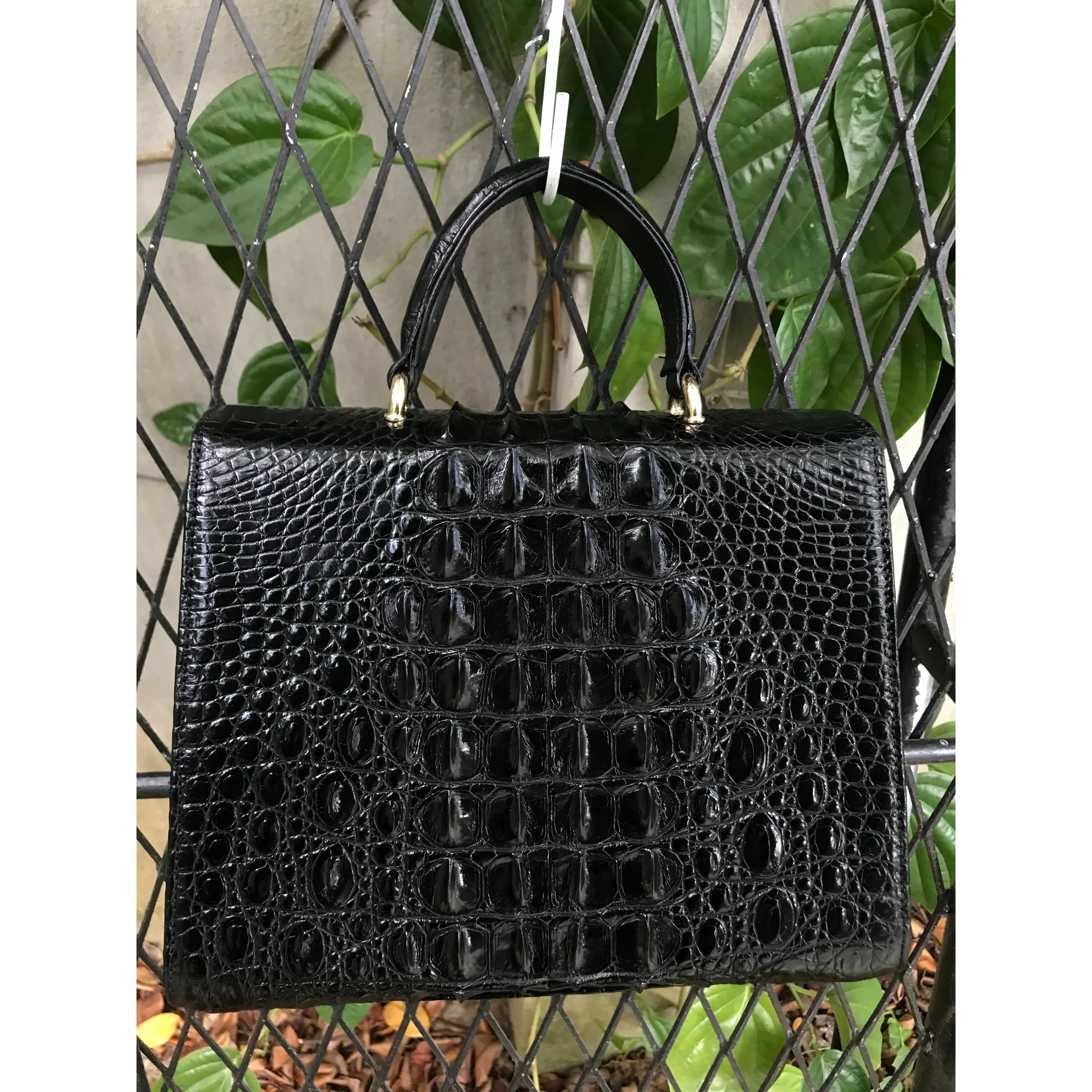 Women Crocodile Handbags Top Handle Alligator Leather Shoulder Messenger Bag Lady Fashion Daily Totes - Black