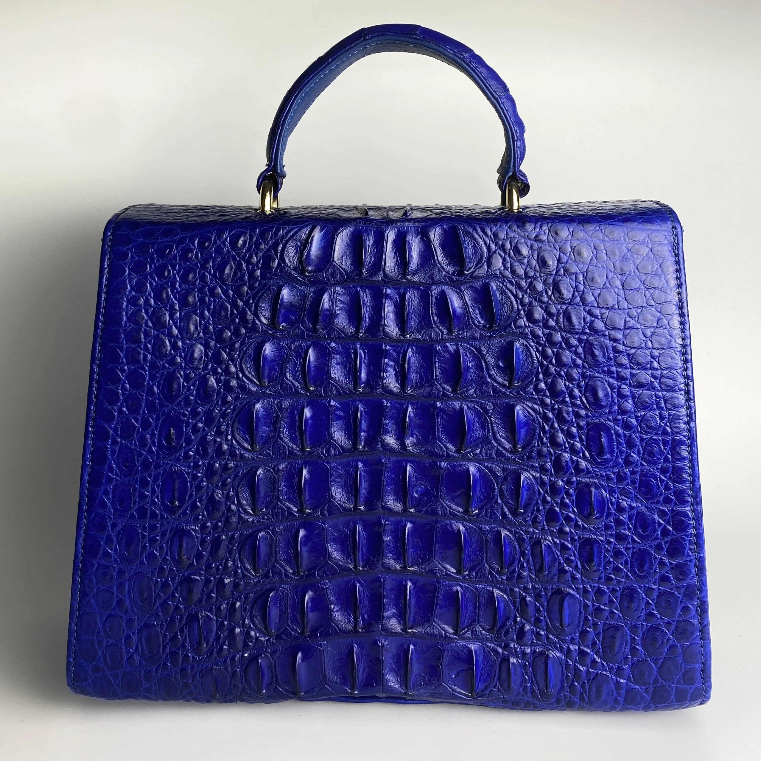 Women Crocodile Handbags Top Handle Alligator Leather Shoulder Messenger Bag Lady Fashion Daily Totes - Blue