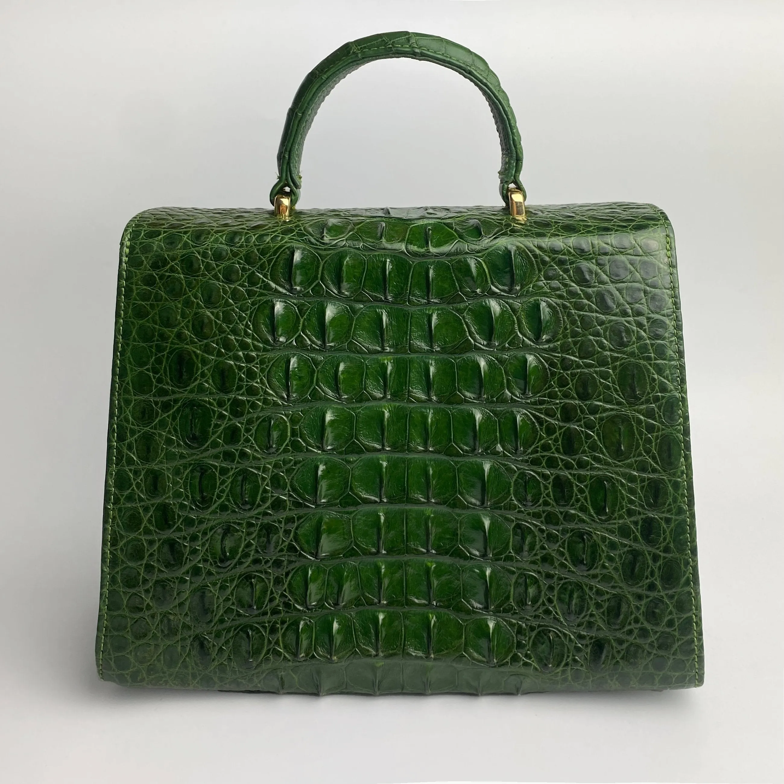 Women Crocodile Handbags Top Handle Alligator Leather Shoulder Messenger Bag Lady Fashion Daily Totes - Green