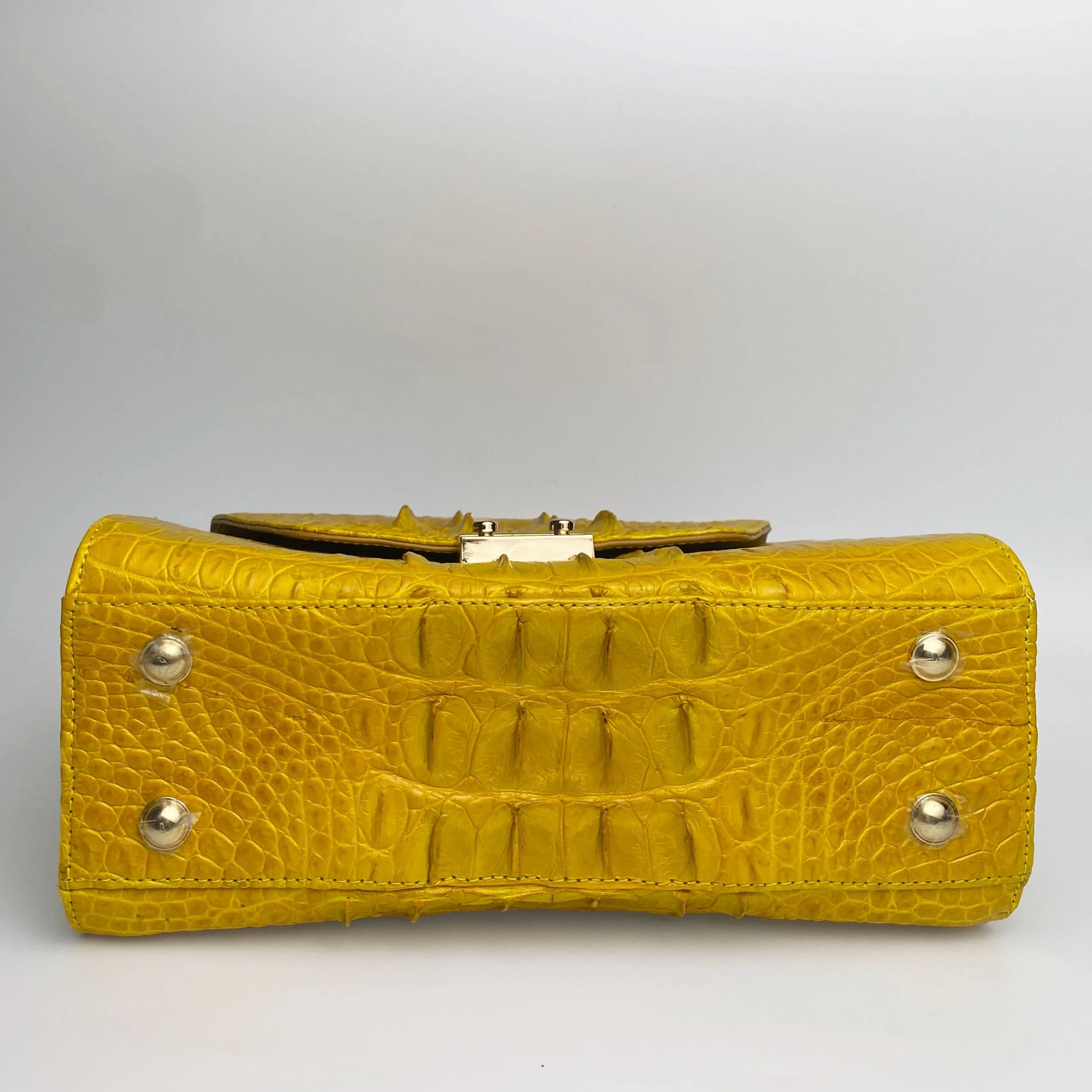 Women Crocodile Handbags Top Handle Alligator Leather Shoulder Messenger Bag Lady Fashion Daily Totes -Yellow